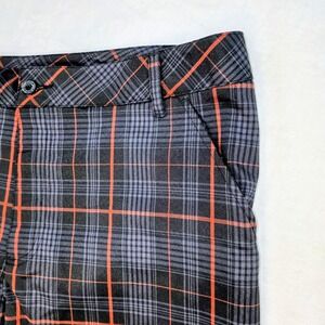 Fila Sport Golf Mens Shorts Size 40 Black Orange Plaid Flat Front Stretch Active